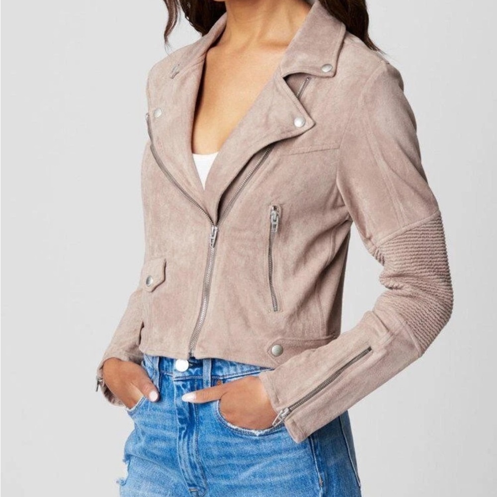 Blank NYC Light Brown Faux-Suede Moto Jacket